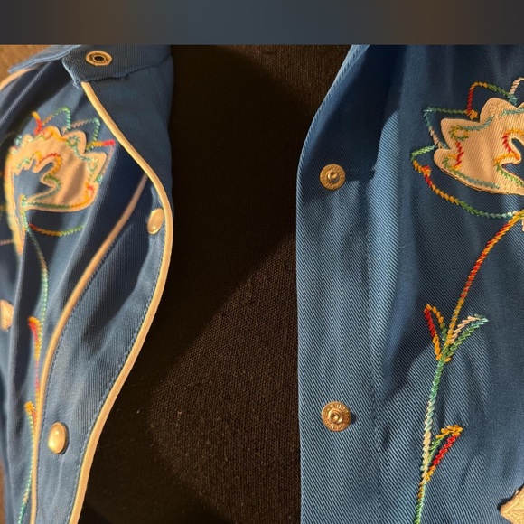 H BAR C ranchwear Womens Blue Western Embroidered Button-Up Shirt - Picture 6 of 8